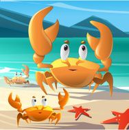 Cartoon crabs on the seashore N2