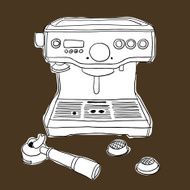 streaming coffee machine hand drawing illustration style vector N2