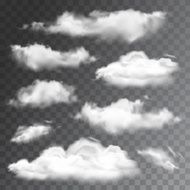 Set of transparent realistic clouds Vector illustration