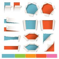 Various Kind of Torn Paper Objects Background