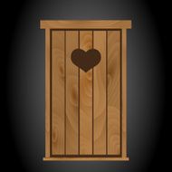 latrine toilet from wood with heart on doors eps10
