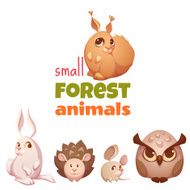 Vector set of small forest cute animals N2