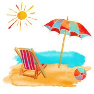 Watercolor summer beach set N8