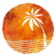 Watercolor summer beach print N16