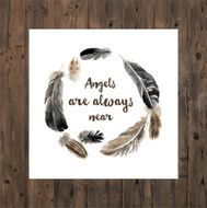 Wreath with watercolor feathers and type design