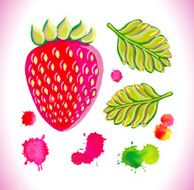 Watercolor vector strawberry