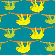 Seamless pattern with hanging Sloth