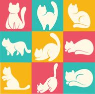 cats silhouettes vector collection