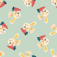 Pet rabbit flat icon eps10 seamless pattern background N4