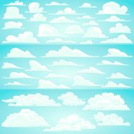 Collection of vector cartoon clouds in different shapes