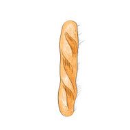 Bread Loaf Baguette Sketch Color Draw Isolated