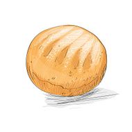 Bread Loaf Sketch Draw Isolated Over White