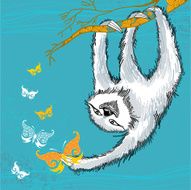 Sloth with decorative butterflies