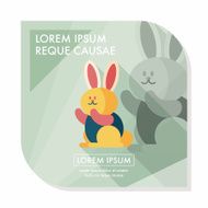 Rabbit flat icon with long shadow eps 10 N6
