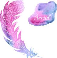 card with watercolor feather
