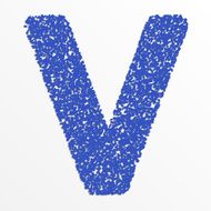 Vector multi color alphabet with grain texture letter V