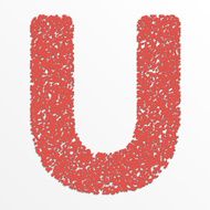 Vector multi color alphabet with grain texture letter U