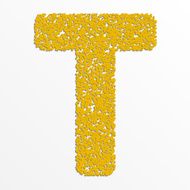 Vector multi color alphabet with grain texture letter T