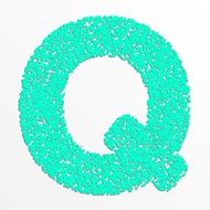 Vector multi color alphabet with grain texture letter Q