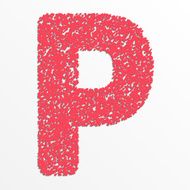 Vector multi color alphabet with grain texture letter P