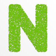 Vector multi color alphabet with grain texture letter N