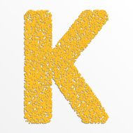 Vector multi color alphabet with grain texture letter K