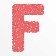 Vector multi color alphabet with grain texture letter F