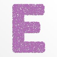 Vector multi color alphabet with grain texture letter E