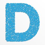 Vector multi color alphabet with grain texture letter D