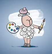 Children colored cartoon illustration curly lamb N7