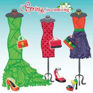 Three coctail dresses with accessories Spring fashion N2