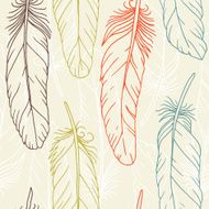 Seamless pattern of hand drawn feathers N2
