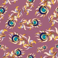 Bird feathers abstract vector seamless pattern N3