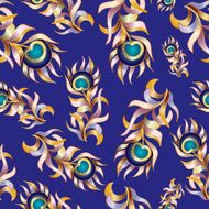Bird feathers abstract vector seamless pattern N4