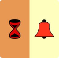 abstract color bell with hourglass icon for design