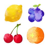 Set watercolor fruits and berries isolated N4