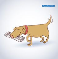 dog hold newspaper icon - illustration