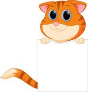 Cute cat cartoon with blank sign