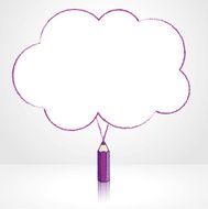 Purple Pencil Drawing Fluffy Cloud Speech Balloon N2