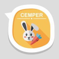 Pet rabbit flat icon with long shadow eps10 N7