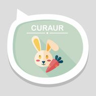 Pet rabbit flat icon with long shadow eps10 N9