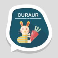 Rabbit with carrot flat icon long shadow eps 10 N6