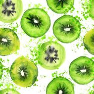Watercolor kiwi seamless pattern N2
