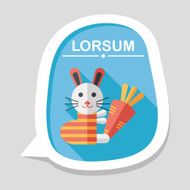 Rabbit with carrot flat icon long shadow eps 10 N8