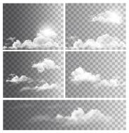 Set of backgrounds with transparent different clouds Vector