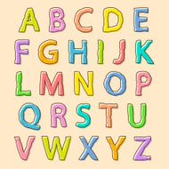 Colored alphabet letters with bloated outline N2