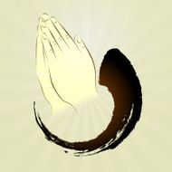 Vector Praying hands namaste zen gesture prayer