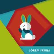 Rabbit flat icon with long shadow eps 10 N10