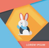 Rabbit flat icon with long shadow eps 10 N11