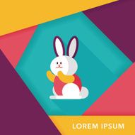 Rabbit flat icon with long shadow eps 10 N12